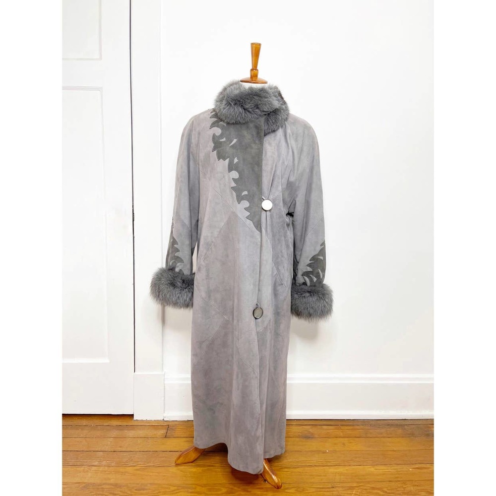 Fritala Finland Soft Suede Fur Long Trench Coat